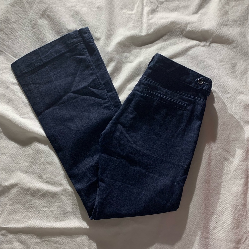 Ann Taylor Loft Jeans Size 6/28 Modern Trouser Inseam 33” Dark Blue Pockets Zip